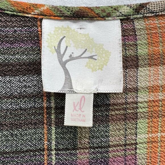 Fig and Flower Tunic Top Dress XL Brown Green Paisley Floral Romantic Flowy - Picture 6 of 14